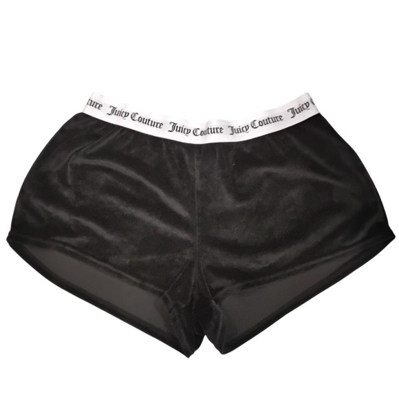 Juicy Couture Other - Juicy‎ Couture Black Velour Shorts Rhinestone Logo Elastic Waist Women's M